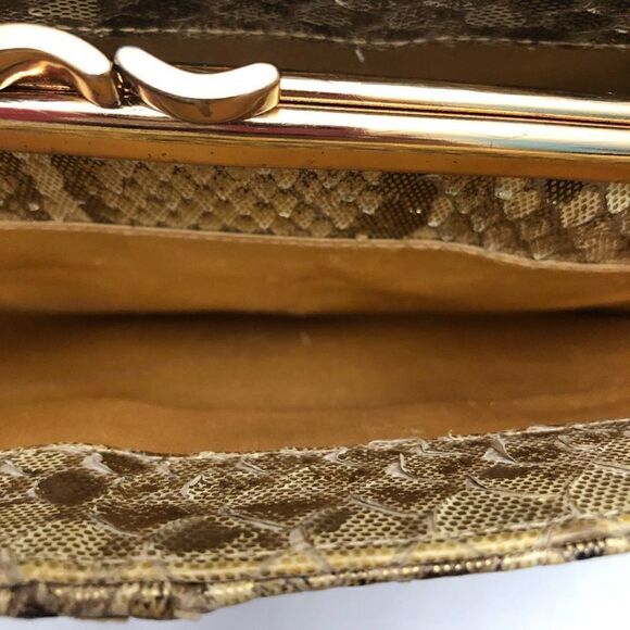 Vintage 1960’s Morris Moskowitz Genuine Reptile Gold Chain Purse Clutch - Picture 8 of 12